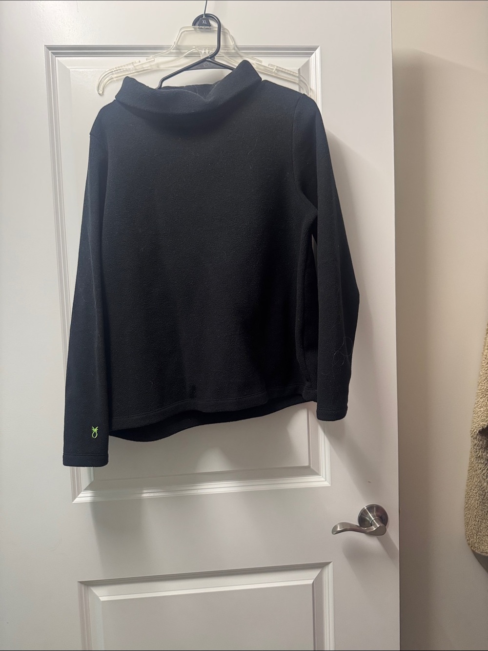 Dudley Stephens Black Funnel/Cowl Neck Lightweight Sweater with Lime Accent